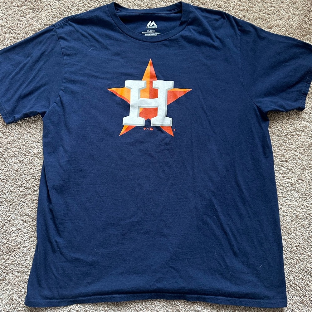 Majestic Houston Astros T-Shirt Mens XL Navy Blue MLB Baseball Short Sleeve